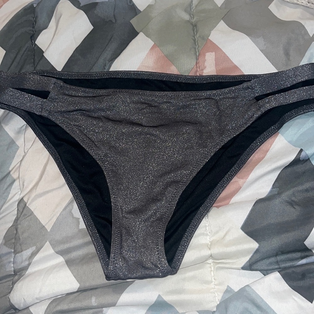 Grey shimmery swim suit bottoms